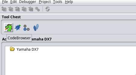 A screenshot of Ghidra showing the 'Codebrowser' button