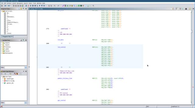 A screenshot from Ghidra showing the LCD registers